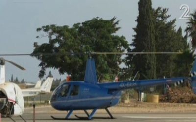 Un hélicoptère civil israélien qui est entré dans l'espace aérien libanais, le 2 juin 2016 (Crédit : capture d'écran : Deuxième chaîne)