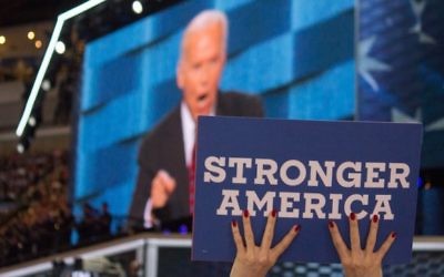 Le vice-président des Etats-Unis Joe Biden à la Convention nationale des démocrates, à Philadelphie, lors de la soirée sur la sécurité nationale, le 27 juillet 2016 (Crédit : DNC Flickr)