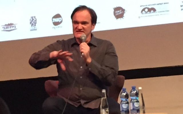 Quentin Tarantino pendant le Festival du film de Jérusalem, le 8 juillet 2016. (Crédit : David Horovitz/Times of Israel) Quentin Tarantino pendant le Festival du film de Jérusalem, le 8 juillet 2016. (Crédit : David Horovitz/Times of Israel)