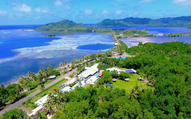 Vue aérienne de l'île de Kosrae. (Crédit : autorisation)