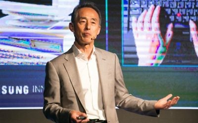 Young Sohn s'exprime au Sommet de l'innovation Samsung à Tel Aviv (Crédit : autorisation)