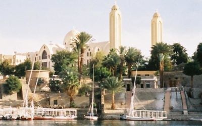 La cathédrale copte d'Assouan avec vue sur le Nil en Egypte, en avril 2003. Illustration. (Crédit : CC-BY-SA-3.0, Michel Benoist)