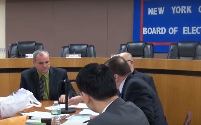 Conseil des élections de la ville de New York, en janvier 2016. (Crédit : capture d'écran YouTube) Conseil des élections de la ville de New York, en janvier 2016. (Crédit : capture d'écran YouTube)