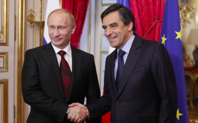 François Fillon et Vladimir Poutine, à l'Élysée en juin 2010 (Crédit : gouvernement russe)