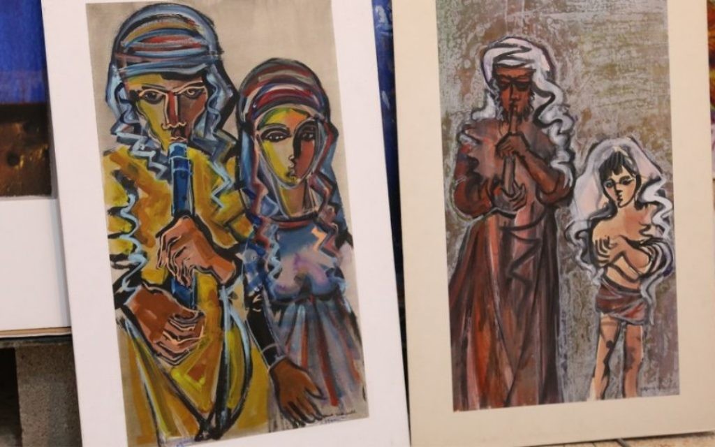 Yitzhak Greenfield, né à New York, vit à Ein Kerem depuis 50 ans, peint à l'huile, à l'acrylique, et à la gouache. (Crédit : Shmuel Bar-Am)