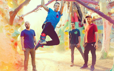 Chris Martin (deuxième à partir de la gauche) et le reste des membres de Coldplay, étaient en Inde pour le Global Citizen Festival (Crédit : Global Citizen)