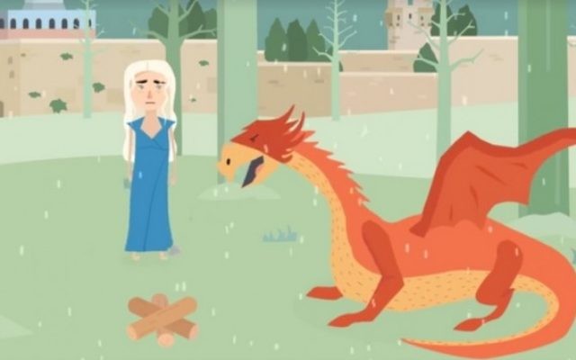 Dani et son dragon parlent des options de chauffage pour les habitants de Jérusalem dans cet hommage à Game of Thrones. (Crédit : Capture d'écran Facebook)