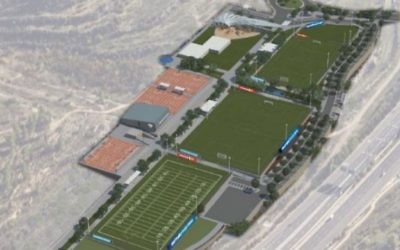 La représentation d'un artiste du Kraft Family Sports Campus qui sera construit dans la vallée d'Arazim, à Jérusalem. (Crédit : mairie de Jérusalem)