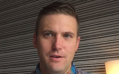 Richard Spencer, suprématiste blanc qui dirige un think-tank à Washington, le National Policy Institute. (Crédit : capture d'écran YouTube via JTA)