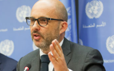 Robert Piper, coordinateur de l'aide humanitaire de l'ONU dans les territoires palestiniens. (Crédit : Rabnif99/CC BY-SA 4.0)