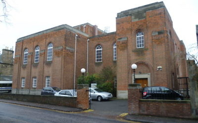 La synagogue de la Congrégation hébraïque d'Édimbourg, construite en 1932. (Crédit : Wikimedia Commons via JTA)