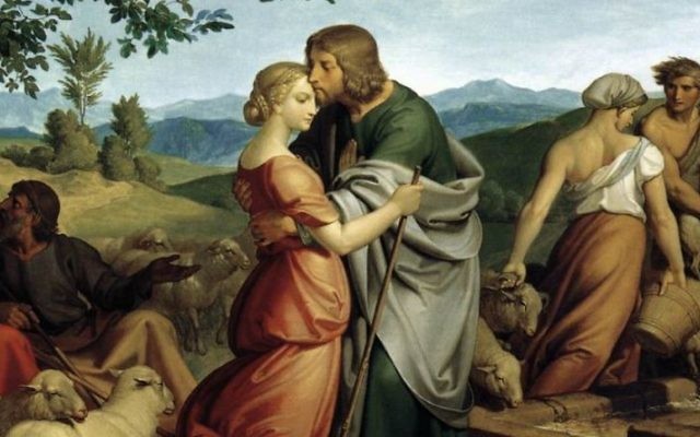 "Jacob rencontre Rachel avec les troupeaux de son Père" de Joseph von Führich, 1836 (Domaine public via Wikimedia Commons)