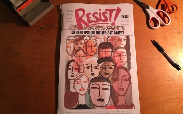 Une première version de la couverture du fanzine "RESISTE !", qui sera distribué en janvier 2017. (Crédit : autorisation de Nadja Spiegelman) Une première version de la couverture du fanzine "RESISTE !", qui sera distribué en janvier 2017. (Crédit : autorisation de Nadja Spiegelman)