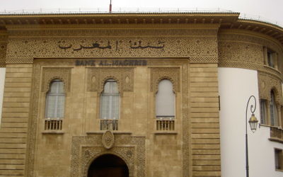 Le siège de Bank Al-Maghrib, la banque centrale du Maroc, à Rabat. Illustration. (Crédit : Gilgamesh/Domaine public/WikiCommons)