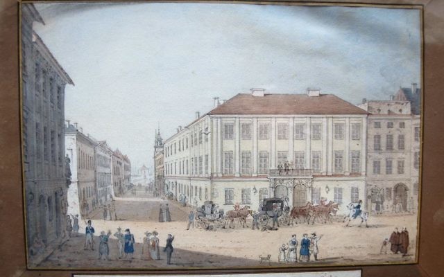 Le palais Potocki de Cracovie, par la comtesse polonaise Julia Potocka du 19e siècle. (Crédit : gouvernement polonais) Le palais Potocki de Cracovie, par la comtesse polonaise Julia Potocka du 19e siècle. (Crédit : gouvernement polonais)