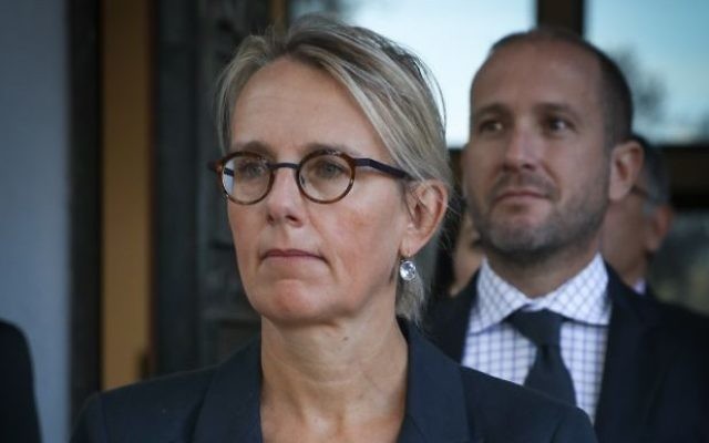 Hélène Le Gal, ambassadrice de France en Israël, à la résidence présidentielle, à Jérusalem, le 12 décembre 2016. (Crédit : Isaac Harari/Flash90)