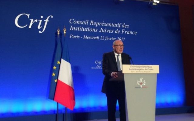Le président du CRIF, Francis Kalifat, lors du 32e dîner du CRIF, en février 2017. (Crédit: CRIF)