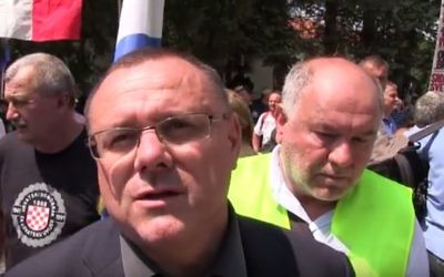 Drazen Keleminec, leader d'un parti d'extrême droite croate, en 2016. (Crédit : capture d'écran YouTube)