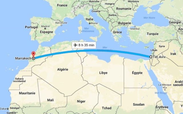 Une nouvelle ligne Tel-Aviv Marrakech-Casablanca pour le printemps 2017 (Crédit: Google Map) Une nouvelle ligne Tel-Aviv Marrakech-Casablanca pour le printemps 2017 (Crédit: Google Map)