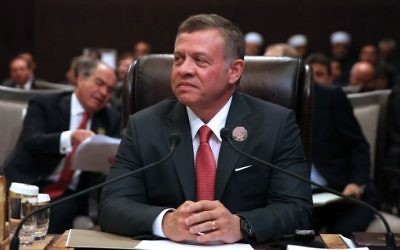 Le roi Abdallah II de Jordanie (Crédit : Khalil Mazraawi/AFP)