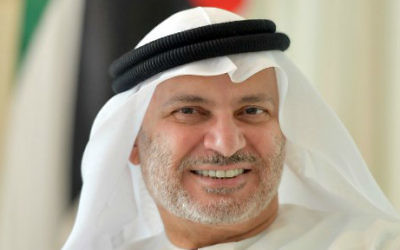 Anwar Gargash, ministre des Affaires étrangères des Emirats arabes unis, à Dubaï, le 7 juin 2017. (Crédit : Giuseppe Cacace/AFP)