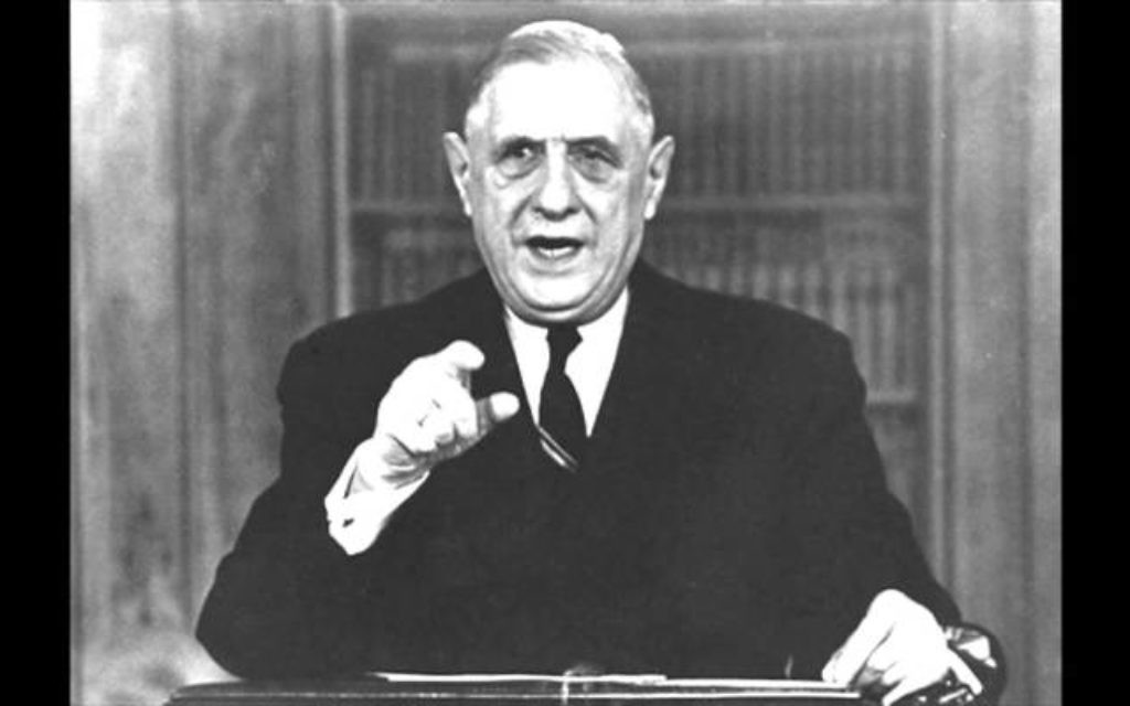 Charles de Gaulle. (Crédit : capture d'écran YouTube) Charles de Gaulle. (Crédit : capture d'écran YouTube)