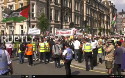 Manifestation pour la journée mondiale d'Al Quds, à Londres, le 18 juin 2017. (Crédit : capture d'écran)