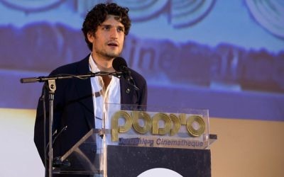 Louis Garrel présente son dernier film, "Le redoutable", réalisé par Michel Hazanavicius, au Festival 2017 du film de Jérusalem. (Crédit : Gitai Silver)