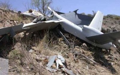 Un drone Harop fabriqué en Israël, qui aurait été utilisé par l'Azerbaïdjan pour faire exploser un bus dans la région de Nagorno-Karabakh, en avril 2016. (Crédit : Facebook)
