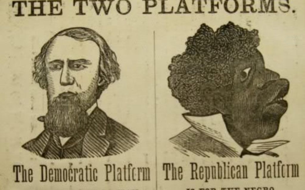 Exemple de propagande politique raciste aux Etats-Unis, que les idéologues nazis ont étudié pour formuler leurs propres lois raciales. (Crédit : domaine public)