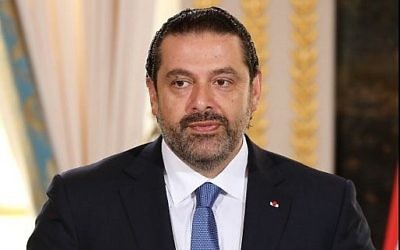 Le Premier ministre libanais Saad Hariri pendant une conférence de presse avec le président français Emmanuel Macron à l'Elysée, le 1er septembre 2017. (Crédit : Ludovic Marin/AFP)