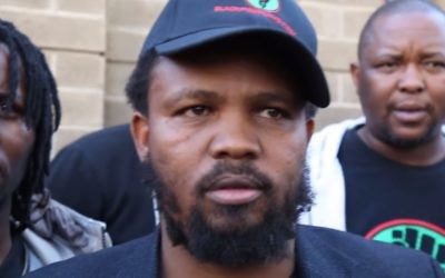 Andile Mngxitama, dirigeant du parti Black First Land First (BLF), en juillet 2017. (Crédit : capture d'écran YouTube)