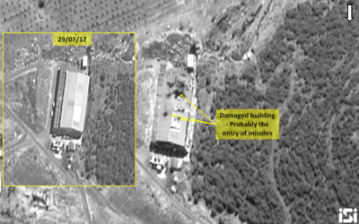 Images satellites israéliennes montrant les conséquences d'une frappe aérienne attribuée à Israël contre une base de développement de missiles, en Syrie, le 7 septembre 2017. (Crédit : ImageSat International)