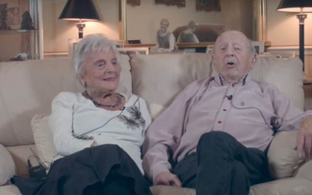 Helen et Maurice Kaye, 104 et 105 ans, mariés depuis 83 ans, en août 2017. (Crédit : capture d'écran YouTube) Helen et Maurice Kaye, 104 et 105 ans, mariés depuis 83 ans, en août 2017. (Crédit : capture d'écran YouTube)