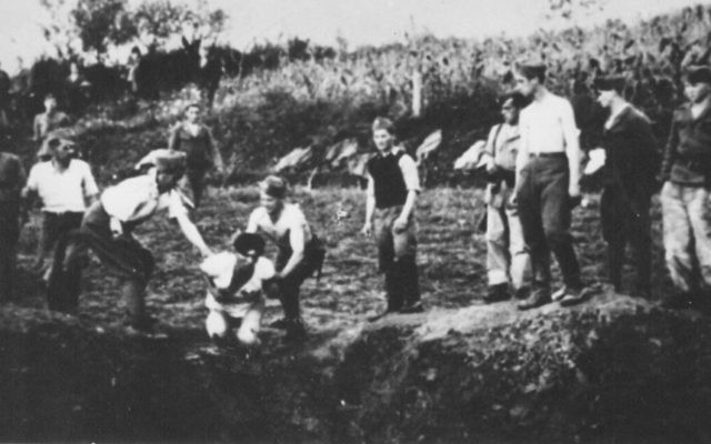 Une milice d'Oustachis près d'un charnier aux abords du camp de concentration de Jasenovac. (Domaine public) Une milice d'Oustachis près d'un charnier aux abords du camp de concentration de Jasenovac. (Domaine public)