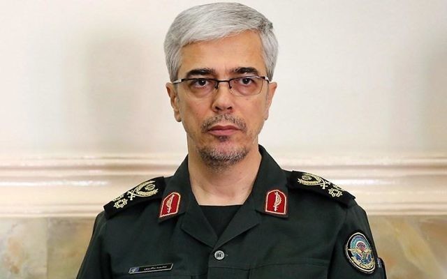 Le chef d'état-major iranien, le général Mohammad Hossein Bagheri, en juin 2016. (Crédit : Tasnim News Agency/CC BY 4.0/WikiCommons)
