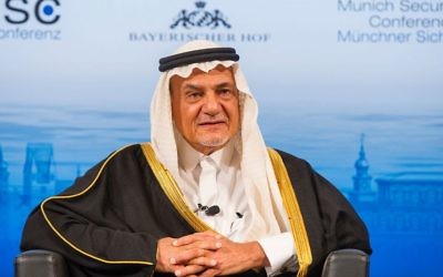 Le prince Tourki ben Fayçal Al Saoud à la Conférence de sécurité de Munich de février 2014. (Crédit : Mueller - MSC/CC BY 3.0/WikiCommons)