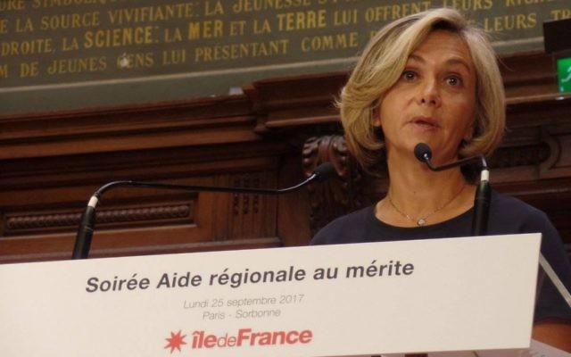 Valérie Pécresse, présidente de la région Île-de-France, à la Sorbonne, le 25 septembre 2017. (Crédit : Facebook/Valérie Pécresse)