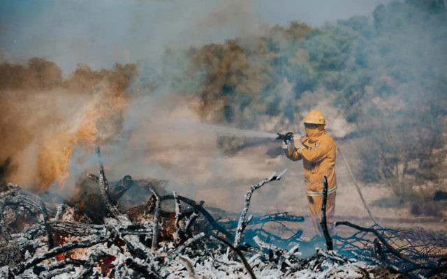 Un pompier israélien pendant un exercice international de préparation aux catastrophes naturelles dans le centre d'Israël, le 24 octobre 2017. (Crédit : pompiers d'Israël) Un pompier israélien pendant un exercice international de préparation aux catastrophes naturelles dans le centre d'Israël, le 24 octobre 2017. (Crédit : pompiers d'Israël)