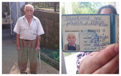 Pavel Preida, survivant rom de l'Holocauste en Moldavie et le document qui établit qu'il a été détenu dans un camp de concentration (Autorisation : Centre national rom de Moldavie)