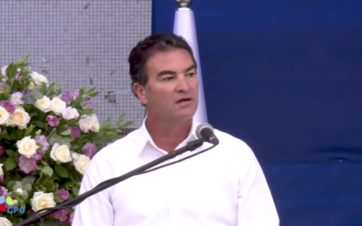 Le chef du Mossad Yossi Cohen lors d'un événement en l'honneur des agents de sécurité, le 2 octobre 2017. (Crédit: Government Press Office/YouTube)