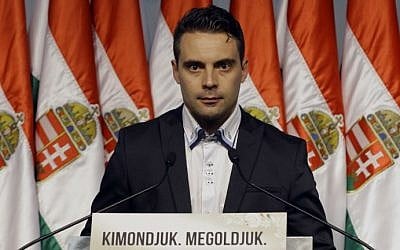 Le président du parti parlementaire d'extrême-droite hongrois Gabor Vona. (Crédit: AFP PHOTO/Peter Kohalmi)