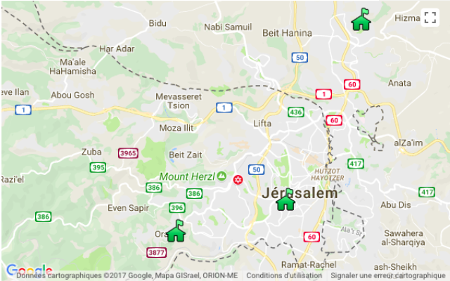 Après la déclaration des Etats-Unis, Israël a annoncé la planification de 6 000 nouvelles constructions à Jérusalem-Est (Image : Google Maps)