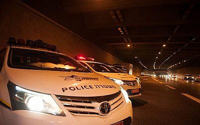 Photo illustrative de voitures de patrouille de la police, le 31 décembre 2017. (Police israélienne)