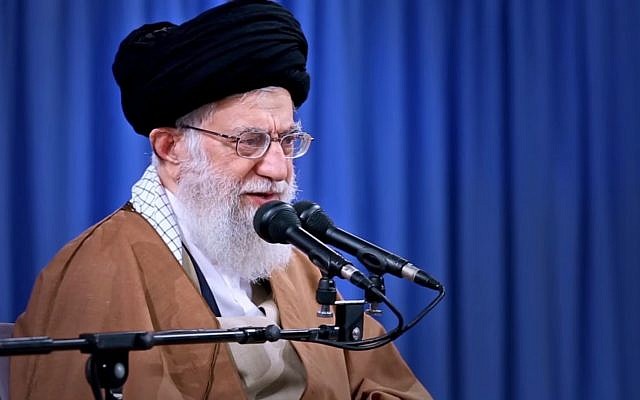 L'ayatollah Ali Khamenei, le 28 décembre 2017. (Crédit : capture d'écran YouTube) L'ayatollah Ali Khamenei, le 28 décembre 2017. (Crédit : capture d'écran YouTube)