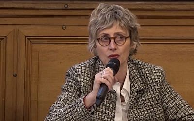 Nathalie Zajde en décembre 2017 lors d'une conférence sur la mémoire organisée par l'ECUJE (Crédit: capture d'écran Youtube/Ecuje)