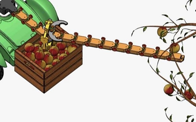 Des chercheurs de l'Université Ben Gourion du Néguev ont mis au point un bras robotisé léger et peu coûteux qui, selon eux, peut être utilisé par les agriculteurs pour cueillir des fruits ou dans l'espace pour réparer des satellites défectueux (Capture d'écran YouTube) Des chercheurs de l'Université Ben Gourion du Néguev ont mis au point un bras robotisé léger et peu coûteux qui, selon eux, peut être utilisé par les agriculteurs pour cueillir des fruits ou dans l'espace pour réparer des satellites défectueux (Capture d'écran YouTube)