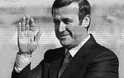 Rifaat al-Assad, à l'époque où il était commandant du Corps de défense dans les années 1980 (Crédit : Domaine public/Wikimedia)