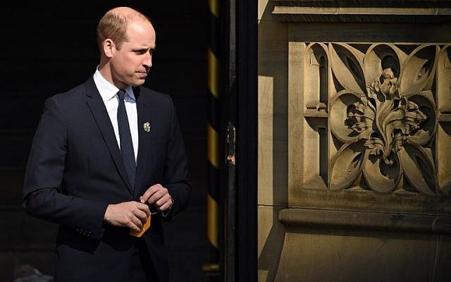 Prince William, Duc de Cambridge commémore l'attentat du Manchester Arena, à Manchester le 22 mai 2018. (Crédit : AFP / Oli SCARFF)