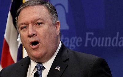 Le secrétaire d'État américain Mike Pompeo prend la parole à la Heritage Foundation, le 21 mai 2018, à Washington, DC. (Win McNamee/Getty Images/AFP)